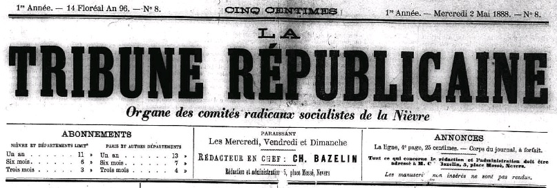 Photo (Nièvre. Archives départementales) de : La Tribune républicaine. Nevers, 1888-1919. ISSN 2118-8130.