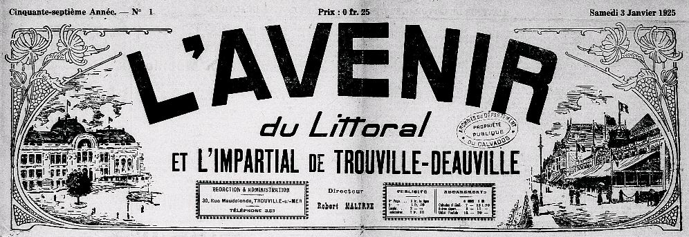 Photo (Calvados. Archives départementales) de : L'Avenir du littoral et l'Impartial de Trouville-Deauville. Trouville-sur-Mer, 1924-1944. ISSN 2121-6029.