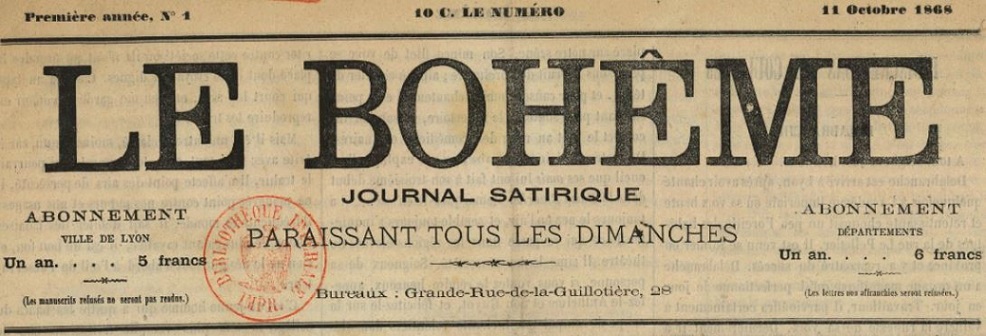 Photo (BnF / Gallica) de : Le Bohème. Lyon, 1868. ISSN 2122-0417.