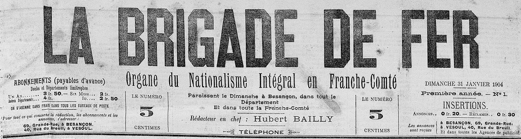 Photo (Bibliothèque municipale (Besançon)) de : La Brigade de fer. Besançon, Vesoul, 1904-1914. ISSN 2023-4228.