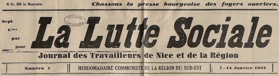 Photo (Archives nationales, F/7/13132, dossier n° 5) de : La Lutte sociale. Nice, 1934. ISSN 2131-6473.