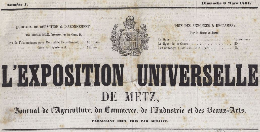 Photo (Sillon lorrain) de : L'Exposition universelle de Metz. Metz, 1861. ISSN 1963-6741.