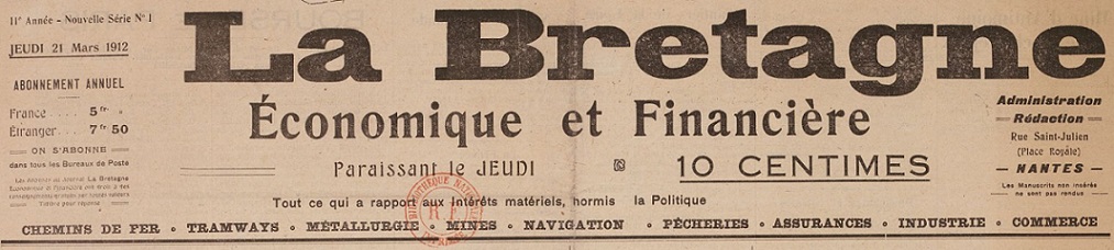 Photo (BnF / Gallica) de : La Bretagne. Nantes, [1912 ?]-1914. ISSN 2122-2673.