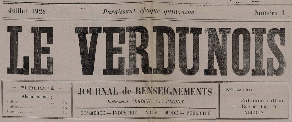 Photo (Meuse. Archives départementales) de : Le Verdunois. Verdun, 1928-[1932 ?]. ISSN 2139-7430.
