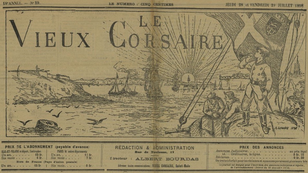 Photo (Côtes-d'Armor. Archives départementales) de : Le Vieux corsaire. Saint-Malo, [1882 ?-1903 ?]. ISSN 2140-0210.