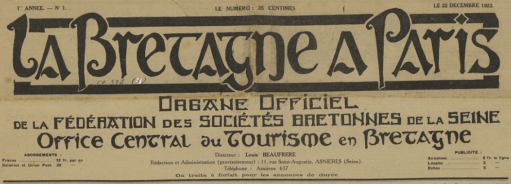 Photo (Côtes-d'Armor. Archives départementales) de : La Bretagne à Paris. Asnières, 1923-1932. ISSN 1145-7406.