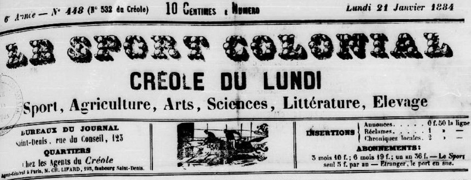 Photo (Réunion. Archives départementales) de : Le Sport colonial. Saint-Denis, 1879-1902. ISSN 2274-3308.