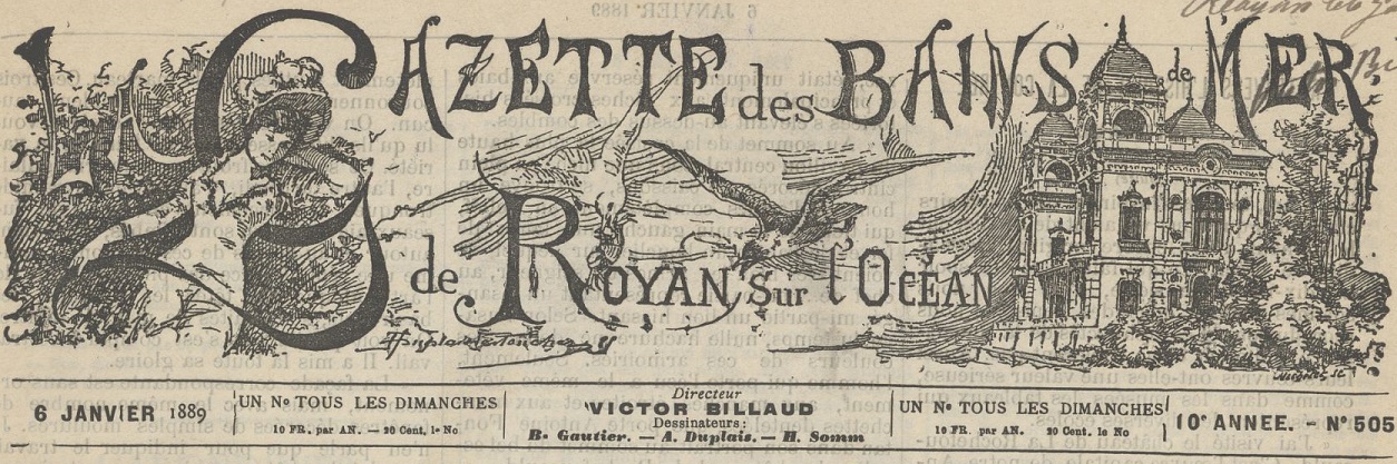 Photo (BnF / Gallica) de : La Gazette des bains de mer de Royan-sur-l'Océan. Royan, 1879-[1924 ?]. ISSN 2128-699X.