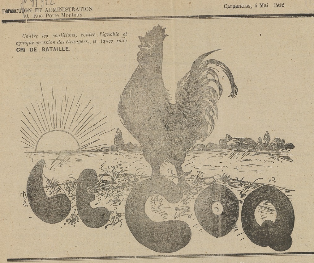 Photo (BnF / Gallica) de : Le Coq. Carpentras, 1912. ISSN 2124-4251.