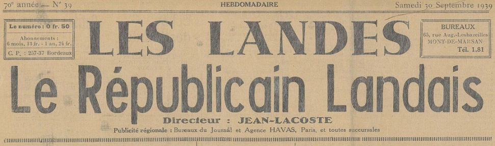 Photo (Landes. Archives départementales) de : Les Landes. Mont-de-Marsan, 1939-1944. ISSN 2131-1188.