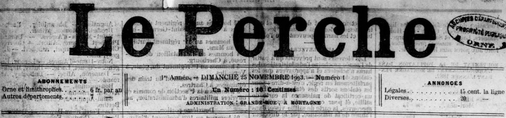 Photo (BnF / Gallica) de : Le Perche. Mortagne, 1883-1944. ISSN 2133-8744.