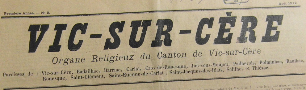 Photo (BnF / Gallica) de : Vic-sur-Cère. Aurillac, 1912-1914. ISSN 2826-2077.