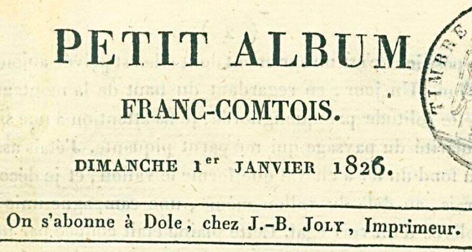 Photo (BnF / Gallica) de : Petit album franc-comtois. Dole, 1823-[1827 ?]. ISSN 2017-9146.