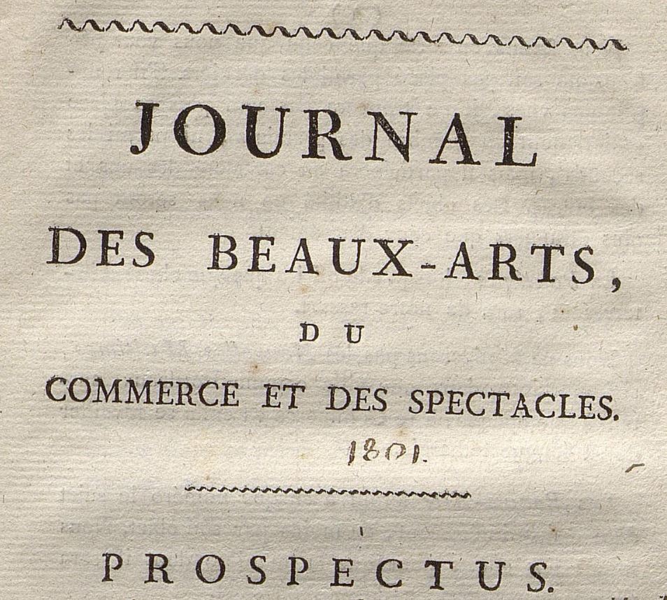Photo (Bibliothèque municipale (Bordeaux)) de : Journal des beaux-arts, du commerce et des spectacles. Bordeaux, 1801-1802. ISSN 2827-1874.