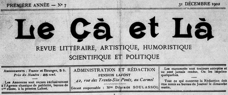 Photo (BnF / Gallica) de : Le Çà et là. Toulouse, [1902 ?]-1903. ISSN 2824-6527.