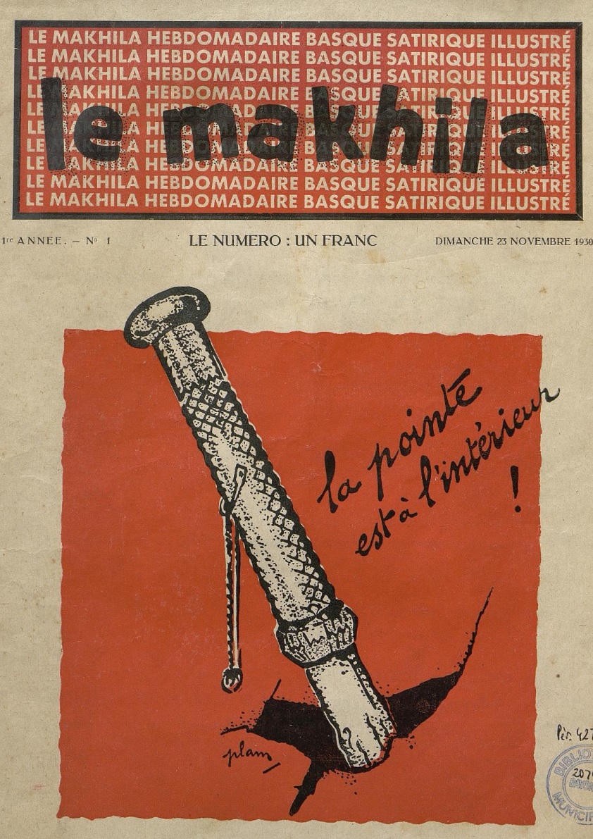 Photo (Bibliothèque municipale (Bayonne, Pyrénées-Atlantiques)) de : Le Makhila. Bayonne, 1930-[1931?]. ISSN 2021-9784.