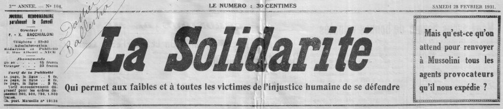 Photo (Menton (Alpes-Maritimes). Archives municipales) de : La Solidarité. Nice, 1928-[1939 ?]. ISSN 2138-2360.