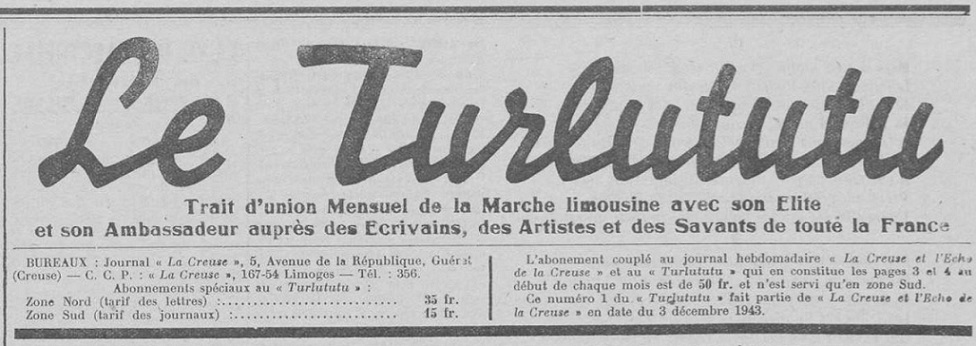 Photo (Creuse. Archives départementales) de : Le Turlututu. Guéret, 1943-1944. ISSN 2139-2250.