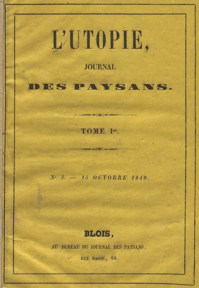 Photo (BnF / Gallica) de : L'Utopie. Blois, 1849-1849 [?]. ISSN 2139-6477.
