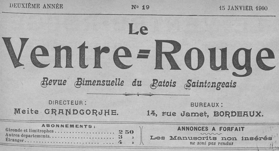 Photo (BnF / Gallica) de : Le Ventre-rouge. Bordeaux, 1899-1904. ISSN 2649-0579.
