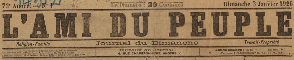 Photo (BnF / Gallica) de : L'Ami du peuple. Angers, 1849-1940. ISSN 2120-6783.