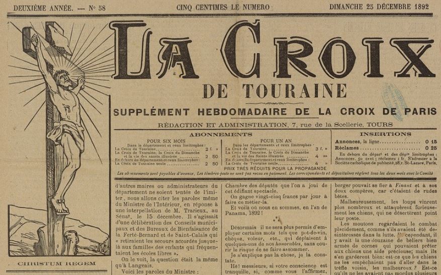 Photo (BnF / Gallica) de : La Croix de Touraine. Tours, 1891-1914. ISSN 2125-2696.