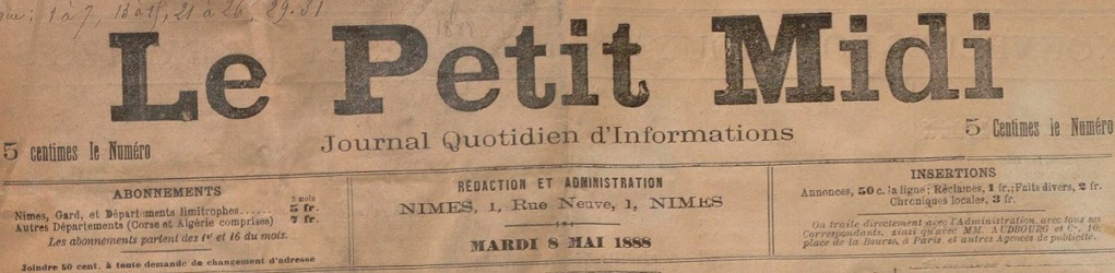 Photo (BnF / Gallica) de : Le Petit Midi. Nîmes, 1888-[1915 ?]. ISSN 2134-2873.