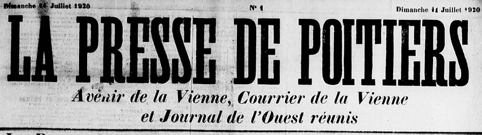 Photo (Vienne (Département). Archives départementales) de : La Presse de Poitiers. Poitiers, 1920. ISSN 2135-2127.