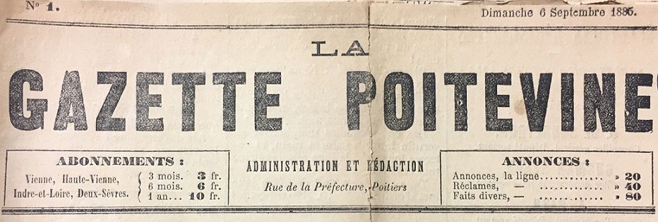 Photo (Médiathèque François-Mitterrand (Poitiers)) de : La Gazette poitevine. Poitiers, 1885-1920. ISSN 2128-8011.
