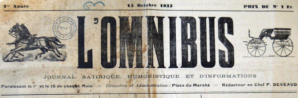 Photo (Charente-Maritime. Archives départementales) de : L'Omnibus. Jonzac, 1933-[1934 ?]. ISSN 2607-0359.