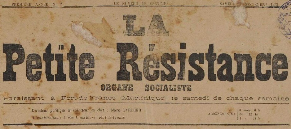 Photo (Martinique. Archives départementales) de : La Petite résistance. Fort-de-France, 1933-1934. ISSN 2429-5639.
