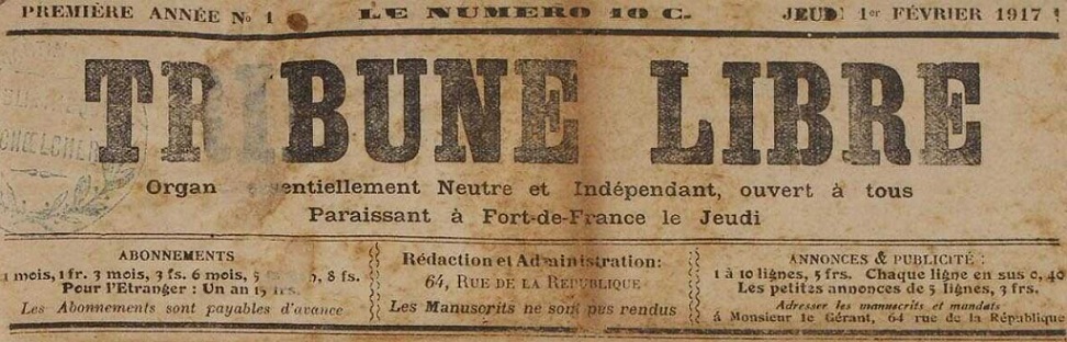 Photo (Martinique. Archives départementales) de : Tribune libre. Fort-de-France, 1917-1926. ISSN 2969-3403.