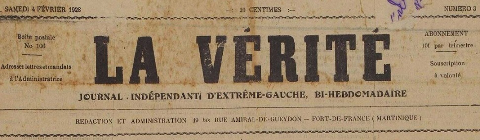 Photo (Martinique. Archives départementales) de : La Vérité. Fort-de-France, 1928-[1930 ?]. ISSN 2969-3675.