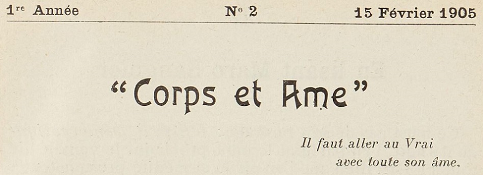 Photo (BnF / Gallica) de : Corps et âme. Boulogne-sur-Mer, 1905-[1906?]. ISSN 2124-4448.