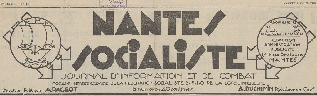 Photo (BnF / Gallica) de : Nantes socialiste. Nantes, 1937-1940. ISSN 2132-7181.