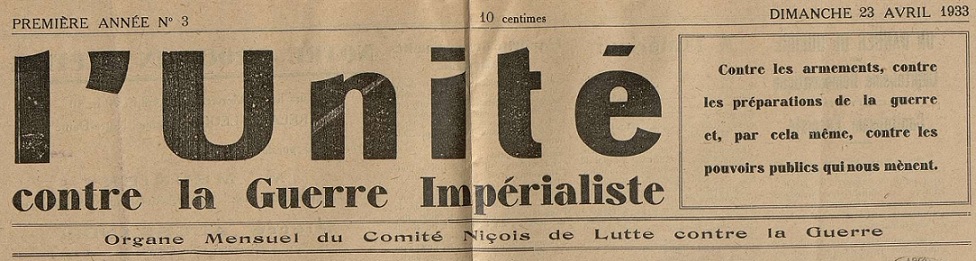 Photo (Archives nationales (France), F/7/13148, folio 172b) de : L'Unité contre la guerre impérialiste. Nice, 1933-[1933 ?]. ISSN 2970-7331.