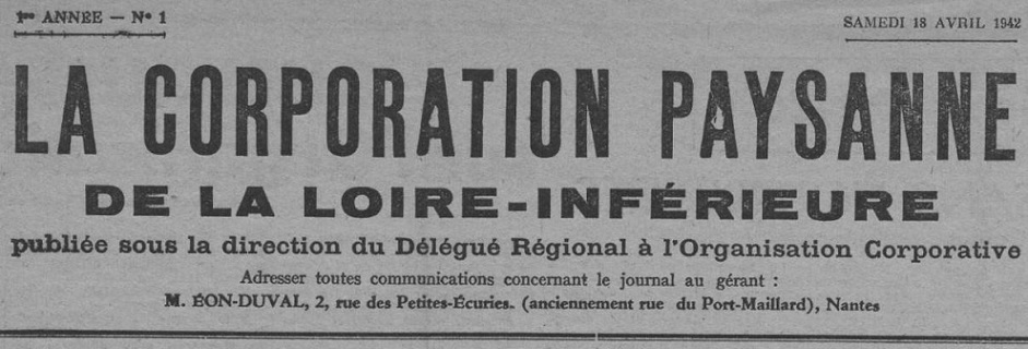 Photo (Loire-Atlantique. Archives départementales) de : La Corporation paysanne de la Loire-Inférieure. Nantes, 1942-1944. ISSN 2124-4421.