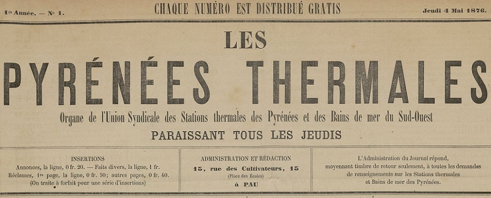 Photo (BnF / Gallica) de : Les Pyrénées thermales. Pau, 1876. ISSN 2018-3216.