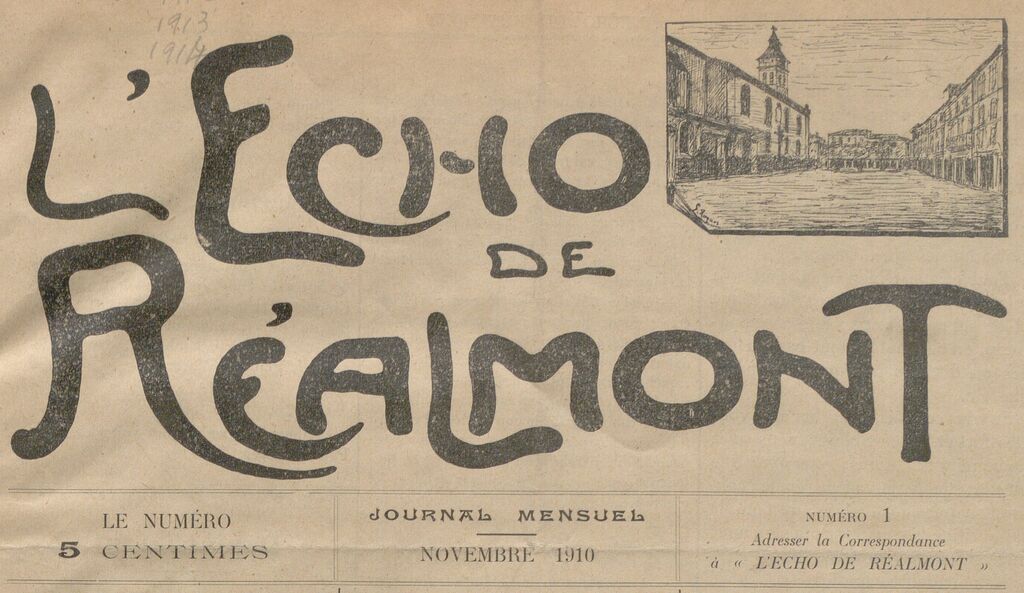 Photo (BnF / Gallica) de : L'Écho de Réalmont. Réalmont, 1910-1925. ISSN 2126-4104.