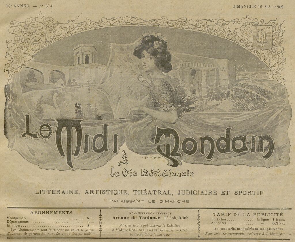 Photo (BnF / Gallica) de : Le Midi mondain et la Vie méridionale. Montpellier, 1907-1914. ISSN 2132-2392.