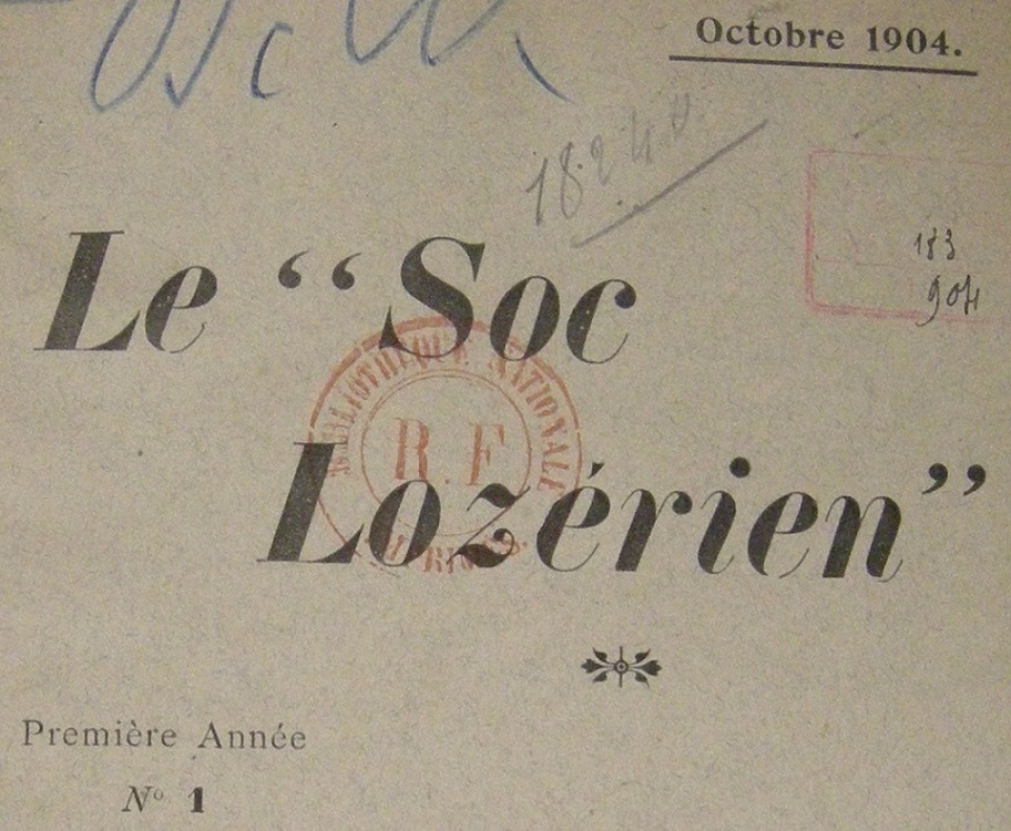 Photo (BnF / Gallica) de : Le Soc lozérien. Mende, 1904-1942. ISSN 2138-1461.