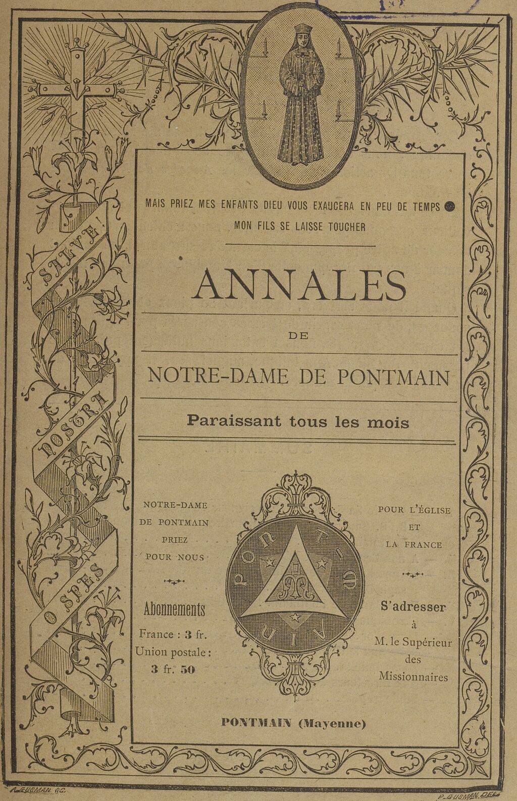 Photo (BnF / Gallica) de : Annales de Notre-Dame de Pontmain. Pontmain : Direction du Pélerinage, 1892-1964. ISSN 0761-0793.