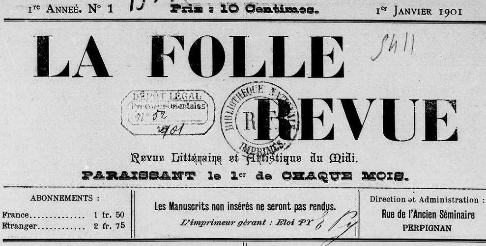 Photo (BnF / Gallica) de : La Folle revue. Perpignan, 1901. ISSN 2128-119X.