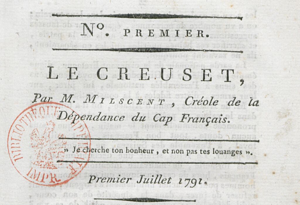 Photo (BnF / Gallica) de : Le Creuset. [Angers] : [Milscent], [1791]. ISSN 2125-0154.