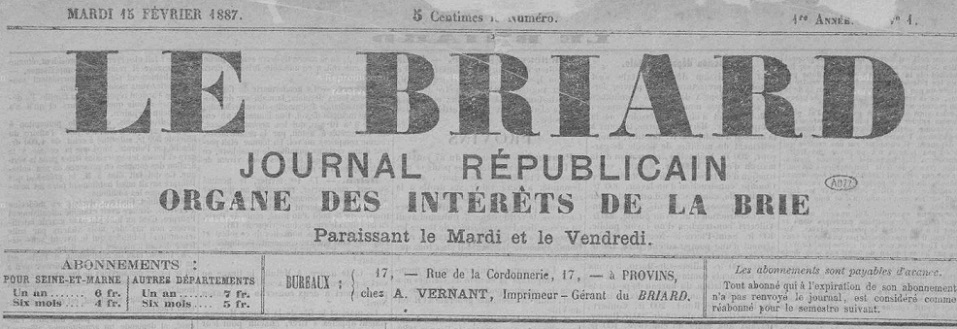 Photo (Seine-et-Marne. Archives départementales) de : Le Briard. Provins, 1887-1944. ISSN 2122-2916.